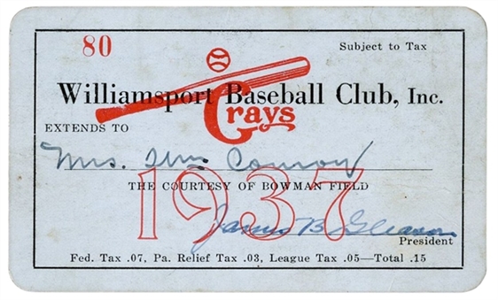 1937 Williamsport Baseball Club Card